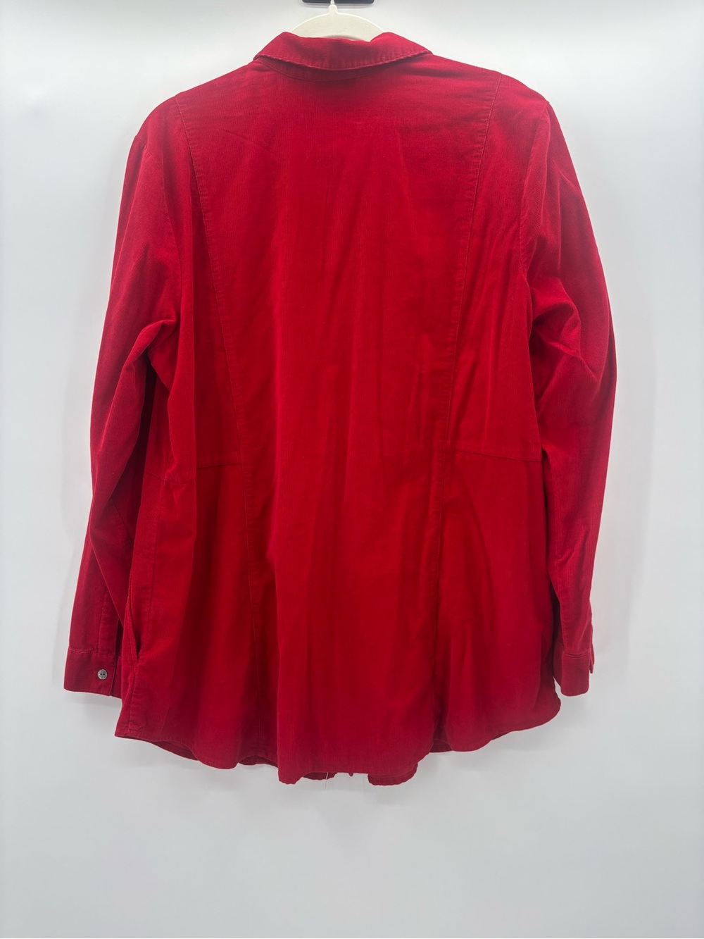 J. Jill Red Corduroy Long-Sleeve Button-Down Tunic Top in Red Size Large - Picture 3 of 7